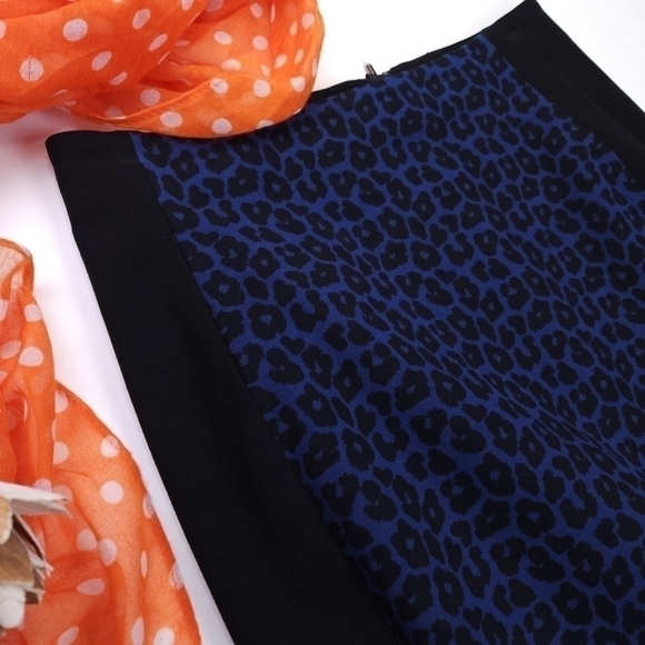 New Roland Mouret Blue Leopard Black Color Block Size 10 - Picture 2 of 8